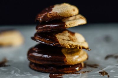 Vegan chocolate dipped maple meringues