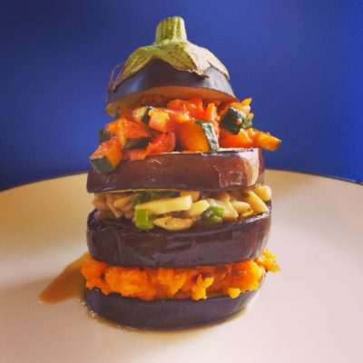 Vegan Aubergine Tower