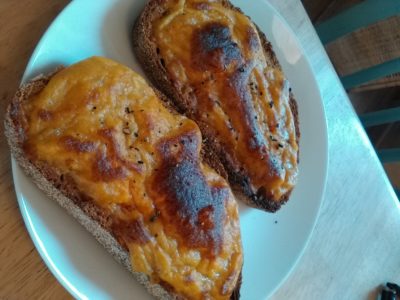 Vegan cheese on toast