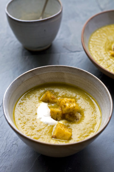 Vegan leek and potato soup