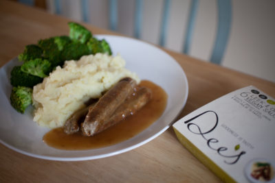 Vegan sausage and mash