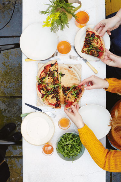 Charred Mushroom and Cashew Pizza