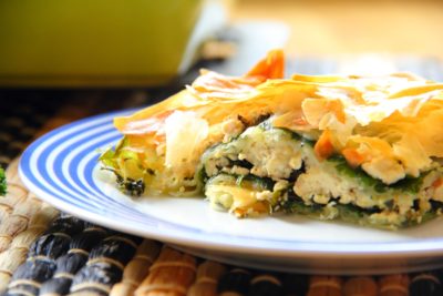 Tofu and spinach Turkish borek