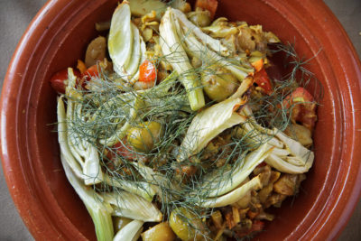Vegetarian Tagine with Fennel, New Potato and Green Olives