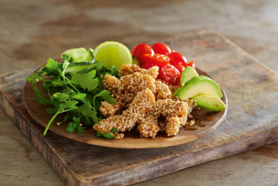 Warm toasted sesame strips