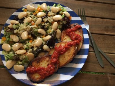 Vegan salad and potatoes