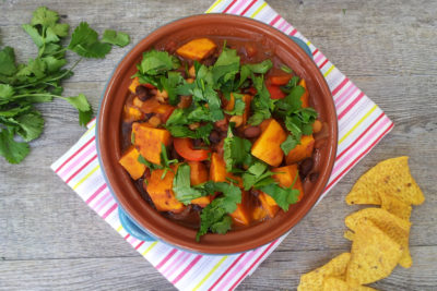 Sweet Potato, Black Bean and Chickpea Chilli
