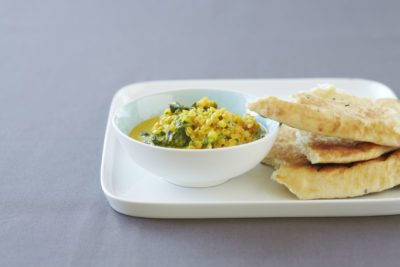 Warm dal with spinach