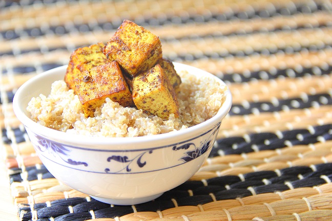 Caribbean Tofu with coconut quinoa
