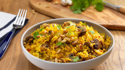 Nutty Mushroom and Coriander Pilaf