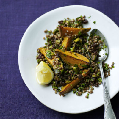 Spiced Wholewheat Couscous with sweet potato pistachios