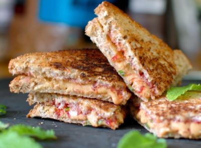 Grilled Almond butter and fresh berry sandwiches