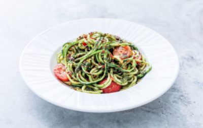 Vegan pesto courgetti and chilli