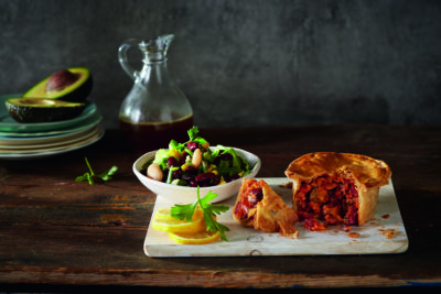 Mediterranean Veg & Bean Country Style Pie with Three Bean Salad