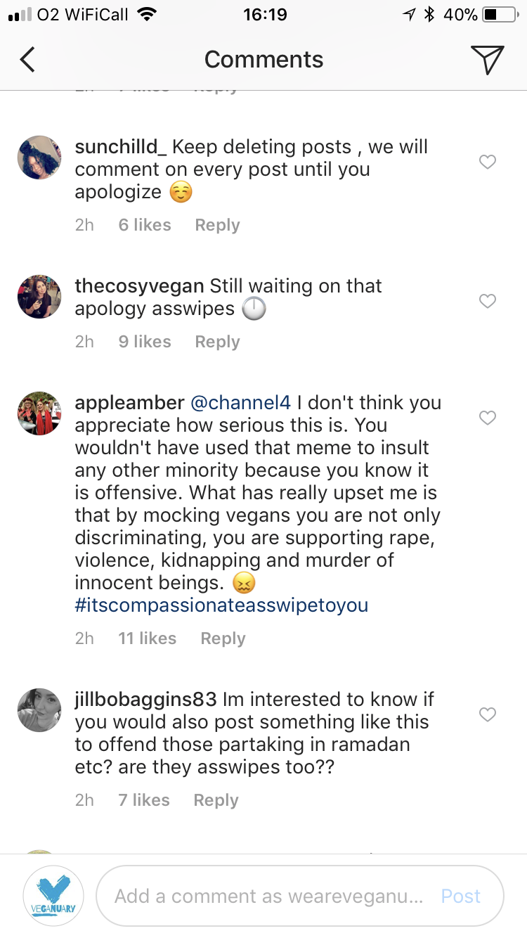 vegans respond to channel 4