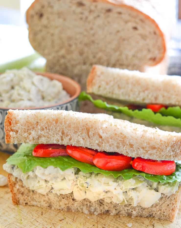 White bean artichoke sandwich filling by A Virtual Vegan