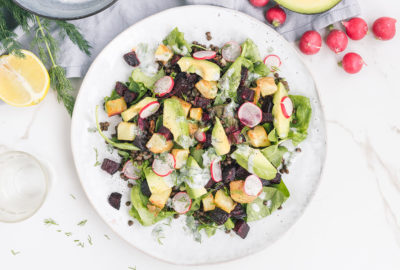 Scandi-style lentils, beets and coconut yoghurt