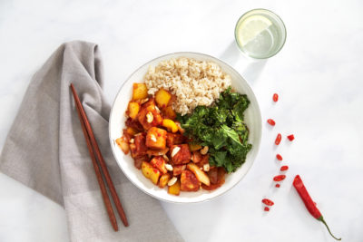 Sweet and sour sticky tofu