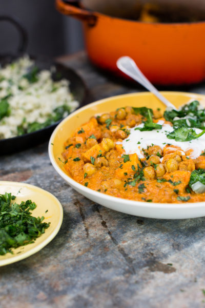 Chickpea and sweet potato tikka