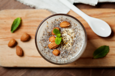 Almond and chia vanilla bircher
