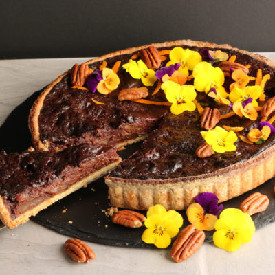 Vegan chocolate orange pecan pie
