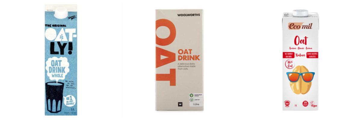 Collage of various oat milks