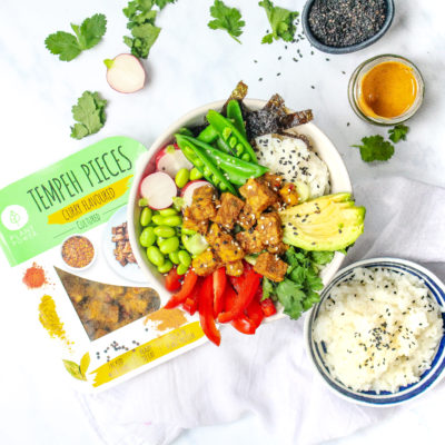 Vegan peanut tempeh poke bowl