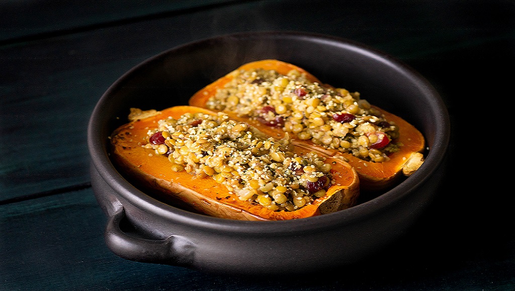 Herby Stuffed Squash recipe by Jen Moffatt, The Vegan Chef School