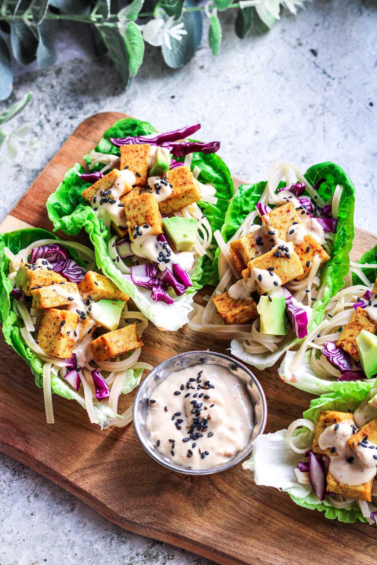 Thai Tempeh & Noodle Lettuce Wraps