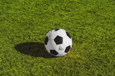 A football on grass
