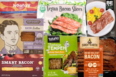 Variety of the best vegan bacon alternatives