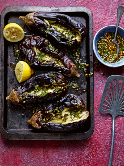 STUFFED BULGUR AUBERGINE WITH CHERMOULA