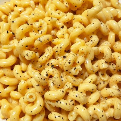 Close-up of spiraled easy cheesy pasta by Good Planet Foods