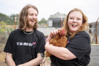 James Moore and Sophie at an animal sanctuary