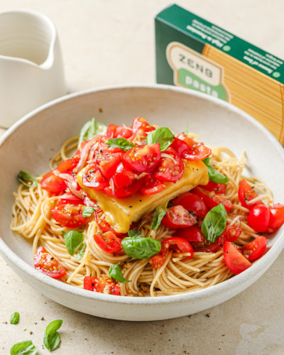 Caprese Tofu Spaghetti