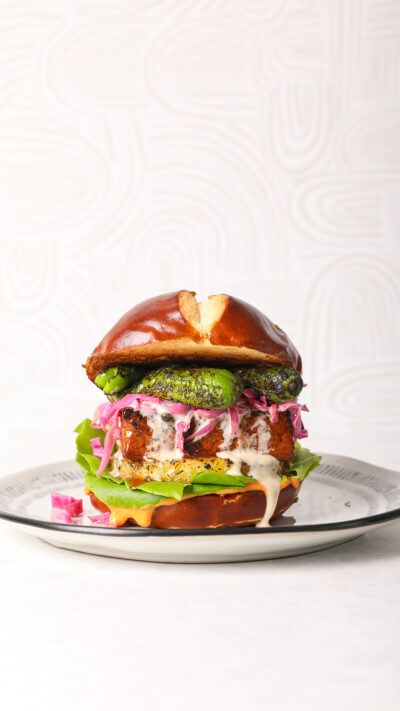 Tofu Burger on a plate