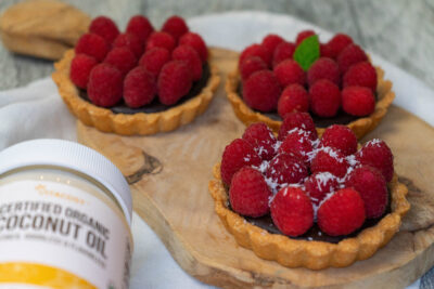 Mini Raspberry & Chocolate Coconut Tarts