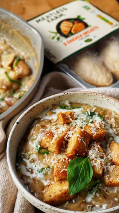 Vegan Creamy Chicken Lasagne Soup