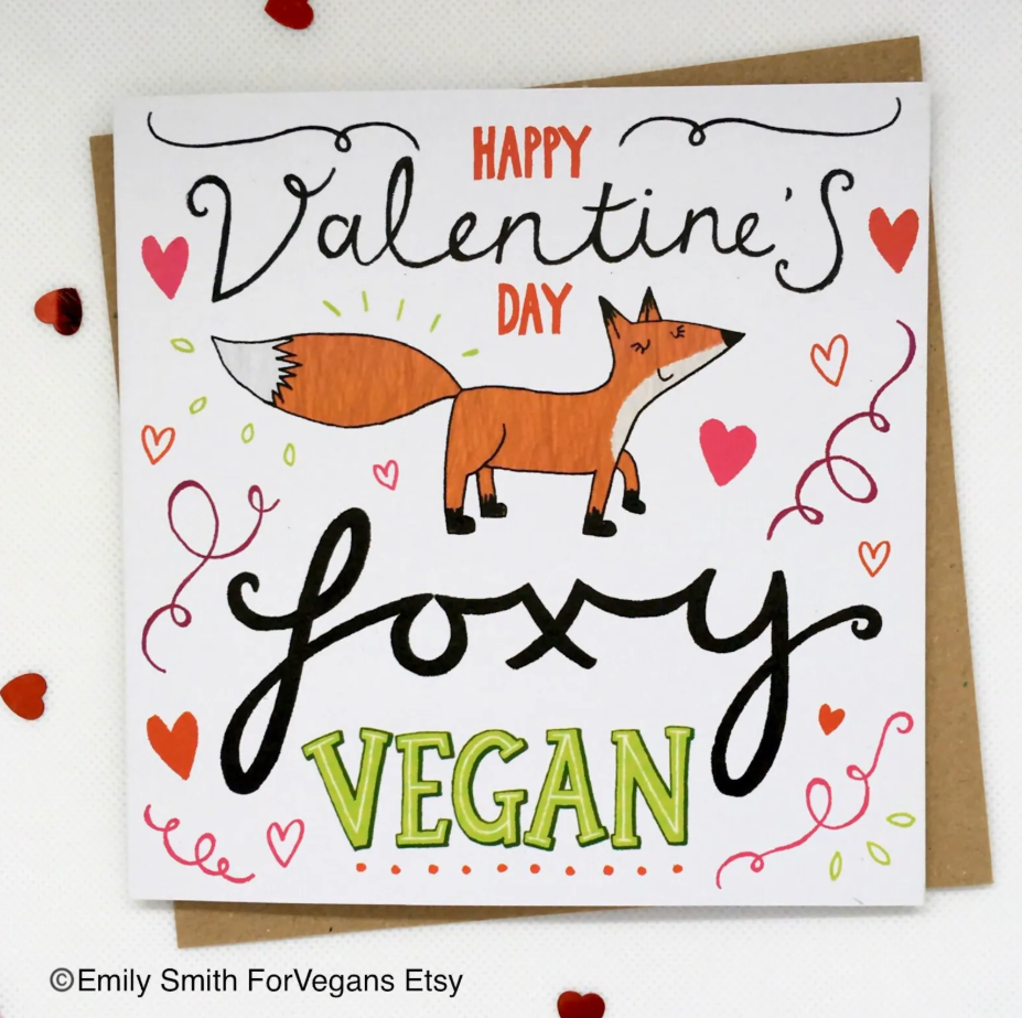 Vegan Valentine's Card by Emily Smith on Etsy