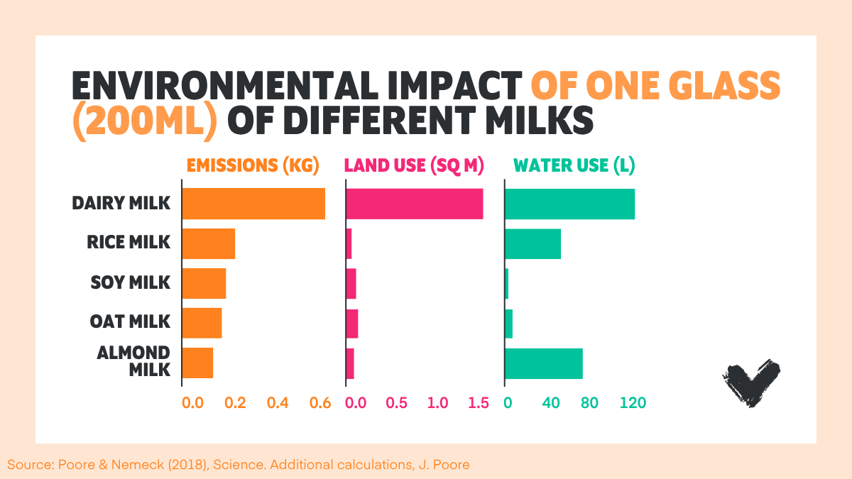 Plant milk impact on the environment vs cow's milk